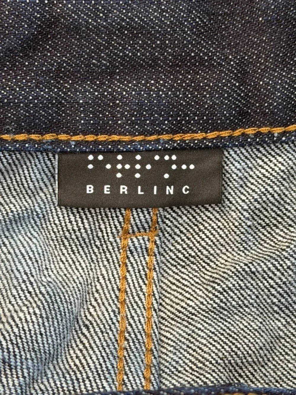 Berlinc Mens 36x32 Wide-Leg Jeans Dark Wash Denim Japanese Selvedge Blue Baggy